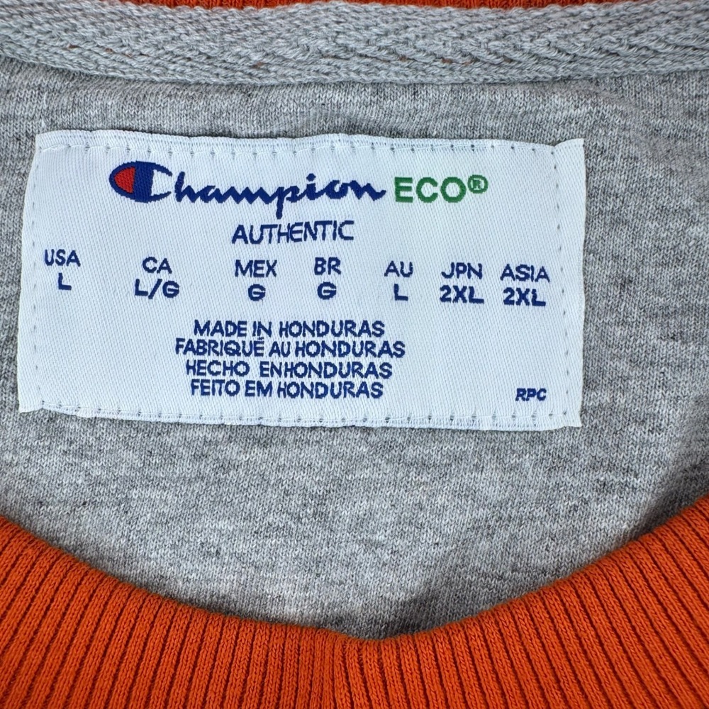 Champion Eco Fleece Mens Large Crewneck Sweatshirt Burnt Orange Embroidered Logo - Picture 4 of 7